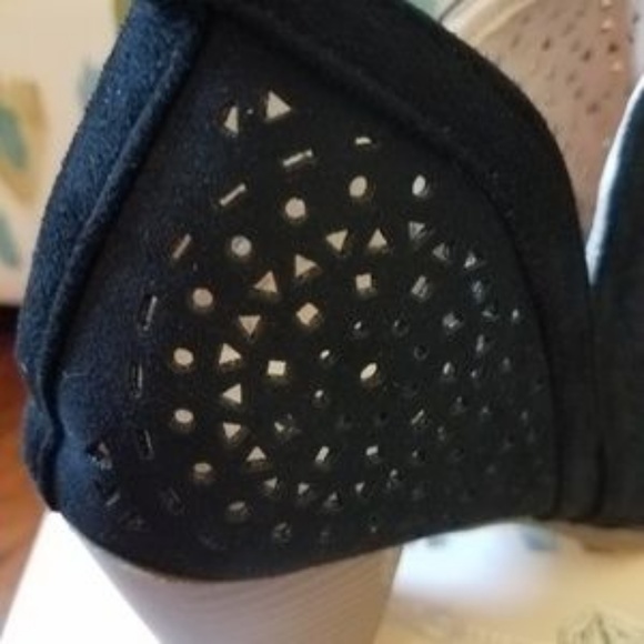 Burgundy Suede Perforated Block Heel Bootie - Picture 5 of 6